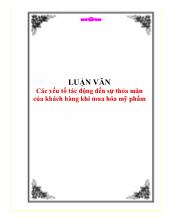 Luận văn Nghiên cứu các nhân tố tác động đến sự thỏa mãn của khách hàng khi mua hóa mỹ phẩm chăm sóc tóc