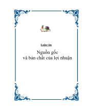 Luận văn Nguồn gốc và bản chất của lợi nhuận