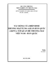 Luận văn Tác động của Hiệp định thương mại tự do ASEAN - Hàn Quốc (AKFTA) tới quan hệ thương mại Việt Nam - Hàn Quốc
