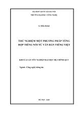 Đề tài Thử nghiệm một phương pháp tổng hợp tiếng nói từ văn bản tiếng Việt