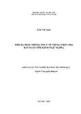Đề tài Trích chọn thông tin y tế tiếng việt cho bài toán tìm kiếm ngữ nghĩa
