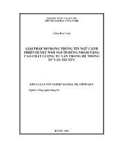 Đề tài Giải pháp mở rộng thông tin ngữ cảnh phiên duyệt web người dùng nhằm nâng cao chất lượng tư vấn trong hệ thống tư vấn tin tức