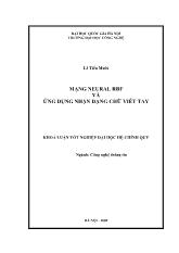Đề tài Mạng neural rbf và ứng dụng nhận dạng chữ viết tay