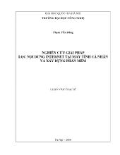 Đề tài Nghiên cứu giải pháp lọc nội dung internet tại máy tính cá nhân và xây dựng phần mềm