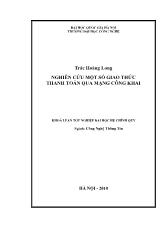 Đề tài Nghiên cứu một số giao thức thanh toán qua mạng công khai