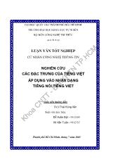 Đề tài Nghiên cứu các đặc trưng tiếng Việt áp dụng vào nhận dạng tiếng nói tiếng Việt