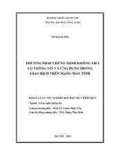 Đề tài Phương pháp chứng minh không tiết lộ thông tin và ứng dụng trong giao dịch trên mạng máy tính