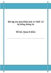 Đề tài Phân tích thiết kế hệ thống - Quản lí điểm