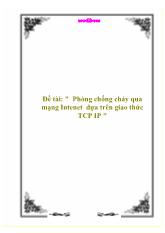 Đề tài Phòng chống cháy qua mạng Intenet dựa trên giao thức TCP IP