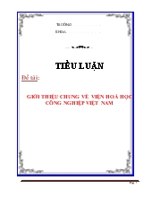 Đề tài Giới thiệu chung về viện hoá học công nghiệp Việt Nam