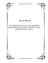 Đề tài Xác định mức bổ sung urê thích hợp trong khẩu phần ăn của bò thịt có sử dụng bã dứa ủ chua