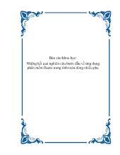 Đề tài Những kết quả nghiên cứu bước đầu về ứng dụng phần mềm fluent trong tính toán dòng nhiều pha