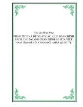 Đề tài Phân tích và đề xuất các kịch bản chính sách cho ngành chăn nuôi bò sữa Việt Nam trong bối cảnh hội nhập quốc tế