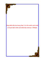 Đề tài Rừng nhiên liệu hay lương thực Các liên minh cạnh tranh và hoạch định chính sách nhiên liệu sinh học ở Philipin