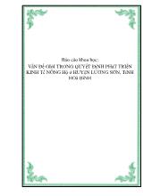 Đề tài Vấn đề giới trong quyết định phát triển kinh tế nông hộ ở huyện Lương Sơn, Tỉnh Hoà Bình