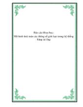 Mô hình tính toán các thông số giới hạn trong hệ thống băng tải ống