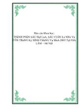 Thầnh phần sâu hại lúa, sâu cuốn lá nhỏ và côn trùng ký sinh chúng vụ mùa 2005 tại Gia Lâm – Hà Nội
