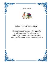 Tình hình sử dụng cây thuốc chữa bệnh của đồng bào dân tộc cao lan xã dân tiến, huyện võ nhai, tỉnh Thái Nguyên