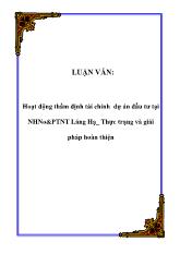 Chuyên đề Hoạt động thẩm định tài chính dự án đầu tư tại NHNO&PTNT Láng Hạ_ Thực trạng và giải pháp hoàn thiện