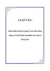 Đề tài Hoàn thiện công tác quản lý sản xuất nhằm nâng cao chất lượng sản phẩm của công ty Dong Yun