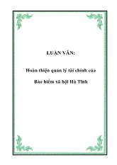 Đề tài Hoàn thiện quản lý tài chính của Bảo hiểm xã hội Hà Tĩnh