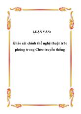 Đề tài Khảo sát chỉnh thể nghệ thuật trào phúng trong Chèo truyền thống