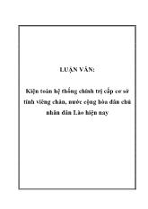 Đề tài Kiện toàn hệ thống chính trị cấp cơ sở tỉnh viêng chăn, nước cộng hòa dân chủ nhân dân Lào hiện nay