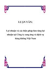 Đề tài Lợi nhuận và các biện pháp làm tăng lợi nhuận ở Công ty cung ứng và dịch vụ hàng không Việt Nam