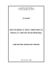 Đề tài Một số định lý thác triển hội tụ trong lý thuyết hàm hình học