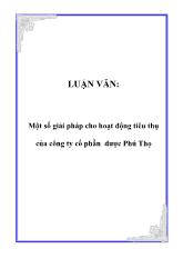 Đề tài Một số giải pháp cho hoạt động tiêu thụ của công ty cổ phần dược Phú Thọ