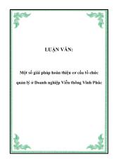 Đề tài Một số giải pháp hoàn thiện cơ cấu tổ chức quản lý ở Doanh nghiệp Viễn thông Vĩnh Phúc