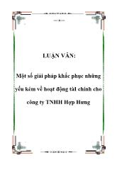 Đề tài Một số giải pháp khắc phục những yếu kém về hoạt động tàI chính ở công ty TNHH Hợp Hưng