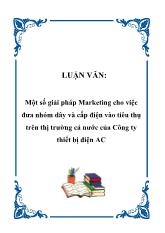 Đề tài Một số giải pháp Marketing cho việc đưa nhóm dây và cấp điện vào tiêu thụ trên thị trường cả nước của Công ty thiết bị điện AC