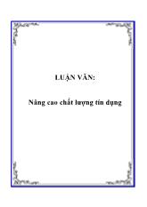 Đề tài Nâng cao chất lượng của tín dụng