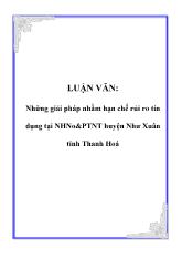 Đề tài Những giải pháp nhằm hạn chế rủi ro tín dụng tại NHNO&PTNT huyện Như Xuân tỉnh Thanh Hoá