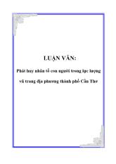 Đề tài Phát huy nhân tố con người trong lực lượng vũ trang địa phương thành phố Cần Thơ