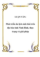 Đề tài Phát triển du lịch sinh thái trên địa bàn tỉnh Ninh Bình, thực trạng và giải pháp