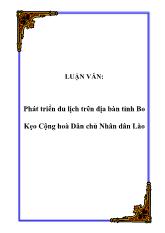 Đề tài Phát triển du lịch trên địa bàn tỉnh Bo Kẹo Cộng hoà Dân chủ Nhân dân Lào