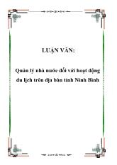 Đề tài Quản lý nhà nước đối với hoạt động du lịch trên địa bàn tỉnh Ninh Bình