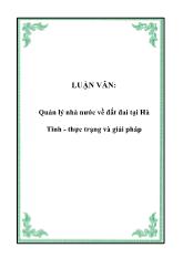 Đề tài Quản lý nhà nước về đất đai tại Hà Tĩnh - Thực trạng và giải pháp