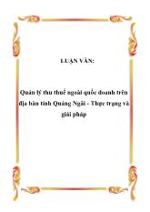 Đề tài Quản lý thu thuế ngoài quốc doanh trên địa bàn tỉnh Quảng Ngãi - Thực trạng và giải pháp