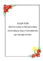 Đề tài Quản trị và nâng cao hiệu quả sử dụng vốn lưu động tại công ty Trách nhiệm hữu hạn - Hữu nghị Việt Hàn