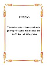 Đề tài Tăng cường quản lý thu ngân sách địa phương ở Cộng hòa dân chủ nhân dân Lào (Ví dụ ở tỉnh Viêng Chăn)