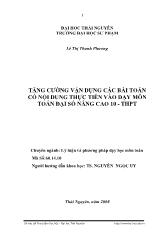 Đề tài Tăng cường vận dụng các bài toán có nội dung thực tiễn vào dạy môn toán đại số nâng cao 10 - THPT