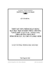 Đề tài Thiết kế tiến trình hoạt động dạy học một số kiến thức chương chất khí (vật lí 10 – nâng cao) theo hướng phát huy tính tích cực, tự chủ của học sinh