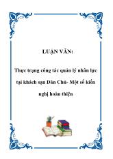 Đề tài Thực trạng công tác quản lý nhân lực tại khách sạn Dân Chủ - Một số kiến nghị hoàn thiện