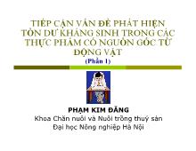 Đề tài Tiếp cận phất hiện tồn dư kháng sinh trong các thực phẩm có nguồn gốc động vật