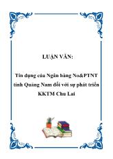 Đề tài Tín dụng của Ngân hàng NO&PTNT tỉnh Quảng Nam đối với sự phát triển KKTM Chu Lai
