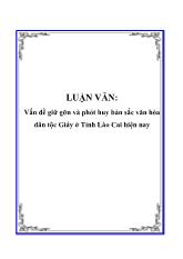 Đề tài Vấn đề giữ gìn và phát huy bản sắc văn hóa dân tộc Giáy ở Tỉnh Lào Cai hiện nay