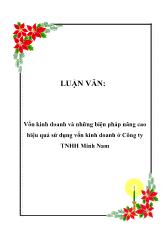 Đề tài Vốn kinh doanh và những biện pháp nâng cao hiệu quả sử dụng vốn kinh doanh ở Công ty TNHH Minh Nam